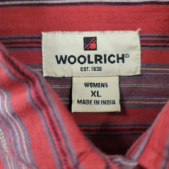 Woolrich Womens XL Red & Purple Striped Button-Up Shirt Deadstock - Picture 3 of 11